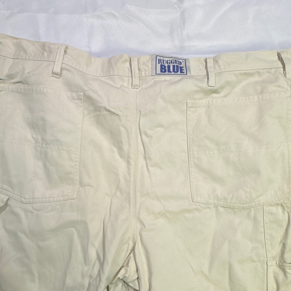 Rugged Blue Men's Carpenter Work Pants Khaki 48x30 100% Cotton Utility Relaxed - Picture 5 of 7